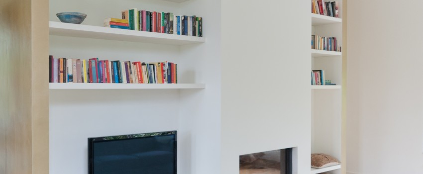 Inbouwhaard in combinatie met vrijdragende planken
